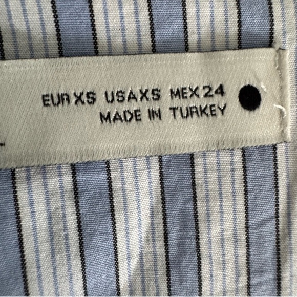 Zara Blue & White Striped Wrap poplin Blouse XS Oversized 100% Cotton ✨ - Picture 2 of 9